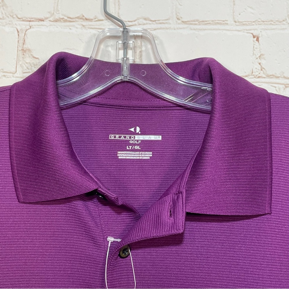 Grand Slam Men's Big & Tall Air Stretch Purple Golf Polo Shirt Large Tall NWT - Picture 2 of 9